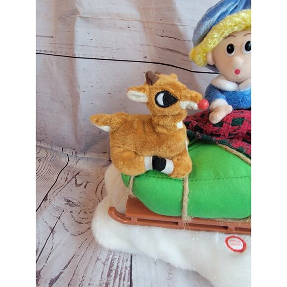 Gemmy Rudolph The Red Nosed Reindeer Herney& Yukon Cornelius Sleigh Working - Picture 5 of 12